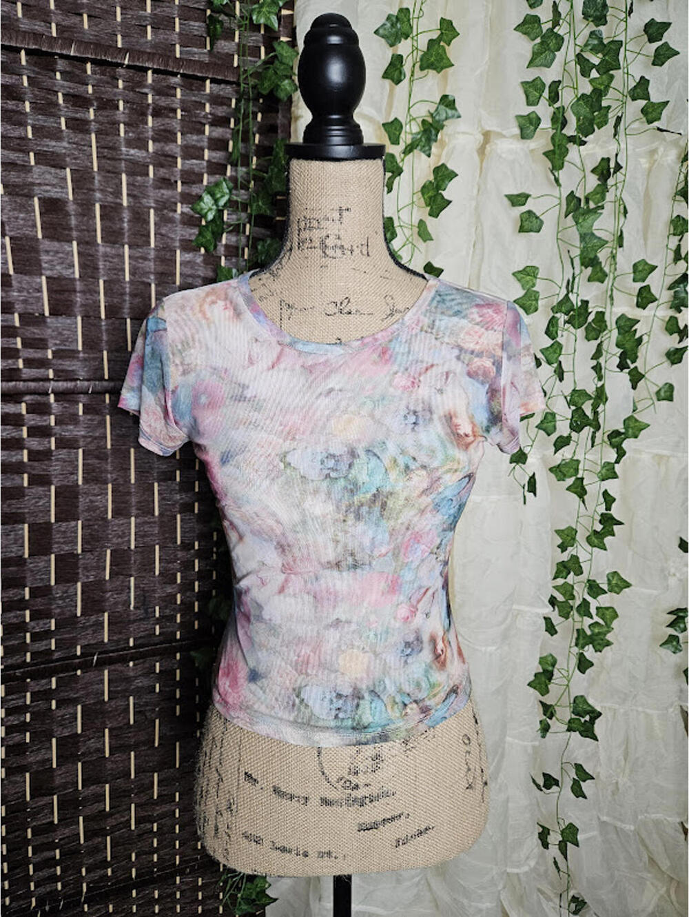 Fairycore Sheer Mesh Top Pastel Floral Fairy Y2K Cottagecore